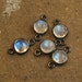 SALE New Platinum Rhodium Rainbow Moonstone Connector Station Beads QTY3