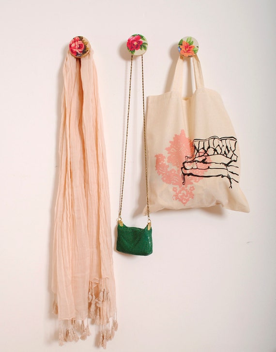 Wooden wall Hook flower rose design