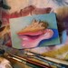 Queen Pink Conch ACEO ATC original mini oil painting