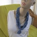 SALE - Denim Blue Chenille Circle Drop Chain Link Cowl (820)