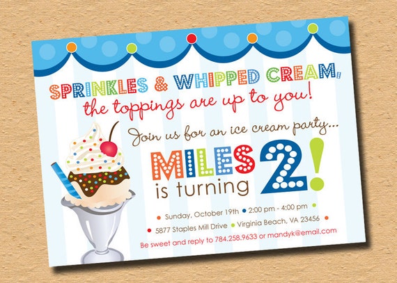 Ice Cream Sundae Party Invitations 5