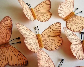 Peach pastel Chocolate brown Vintage style classic Butterflies