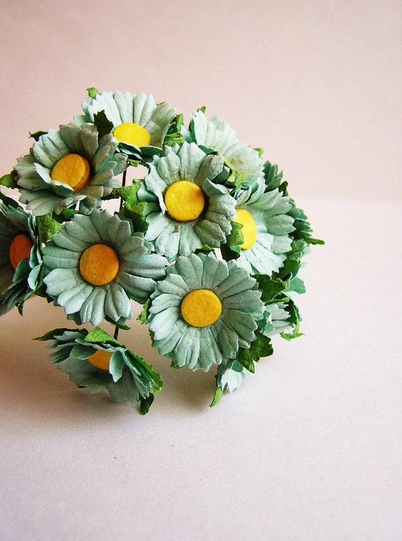Aqua blue petite Daisies Vintage style Millinery Flower