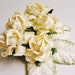 Cream English Garden Roses with Moss/ Cream ombre leaves Vintage style bunch Millinery Flower Bouquet - 5 FL - 3 L