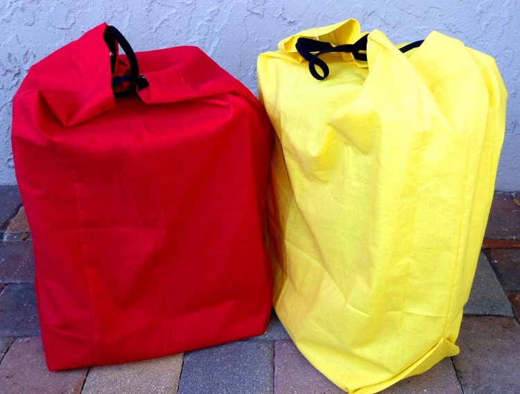 Two Reusable Recycling Can / Garbage Bags Red and by moocowmomma