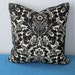 SALE Black and Off White Italian Damask Brocade 15 inch Pillow Cover
