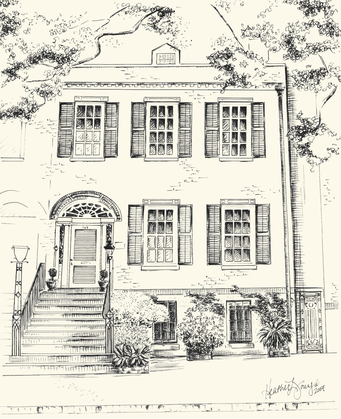 Custom Pen and Ink Architectural Drawing of your House or Home