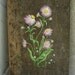 Primitive Pink Flower Painting - Vintage Wood - Original Acrylic on Antique 1800s Fireplace Door - Mothers Day