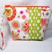 Cosmetic Bag Wristlet / zippered pouch / Make up Bag Patchwork Malibu in Pink