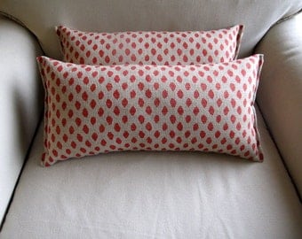 Sahara Coral Ikat accent/lumbar pillows pair 10x20