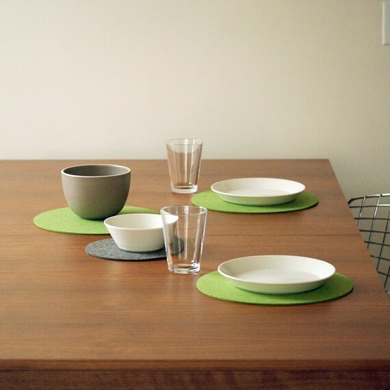 Items similar to Wool Felt Circle Placemat Set of 2 (choice of 21