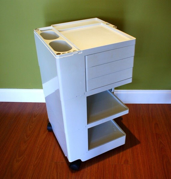 Vintage Mid Century Modern White Joe Colombo Boby Cart