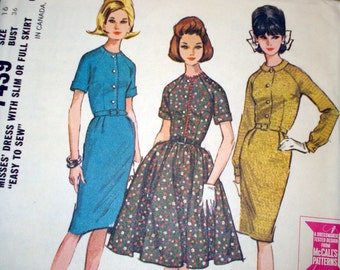 Items similar to 50s Vintage dress pattern with drop waist and full ...