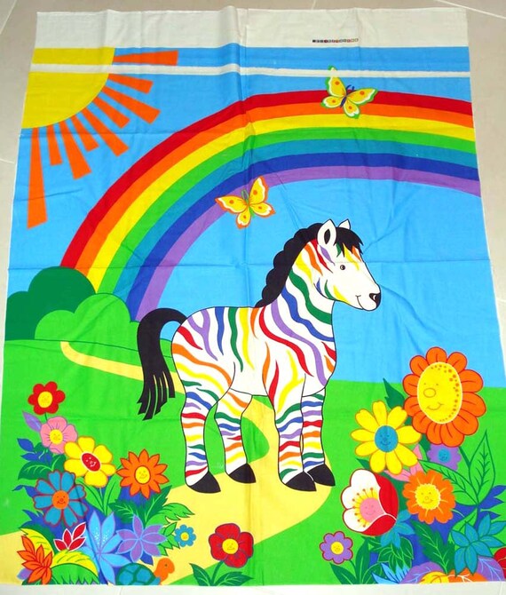 Rainbow Zebra Fabric Panel