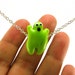 Little Green Screamer Lampworked Glass Bead Necklace