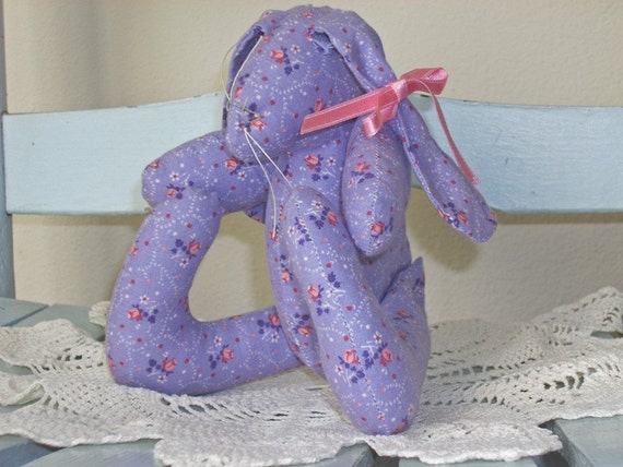 RABBITJointed Rabbit in Lavender Calico by acraftingheart on Etsy