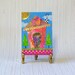 ACEO - Wonky House original collage in pink and orange