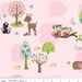 1-1/3 Yards Hoo's In the Forest - Pink Main SKU C2560-Pink -End of the Bolt - Last Piece