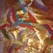 Vintage Japanese Uchikake Wedding Kimono Silk Mix Fabric Panel Bright Flying Cranes on Gold