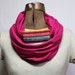 Magenta Infinity Scarf with Woven Cuff - Organic Cotton Jersey and Handwoven Scarf - Summer Fashion Snood - Neon Plum Circle Scarf