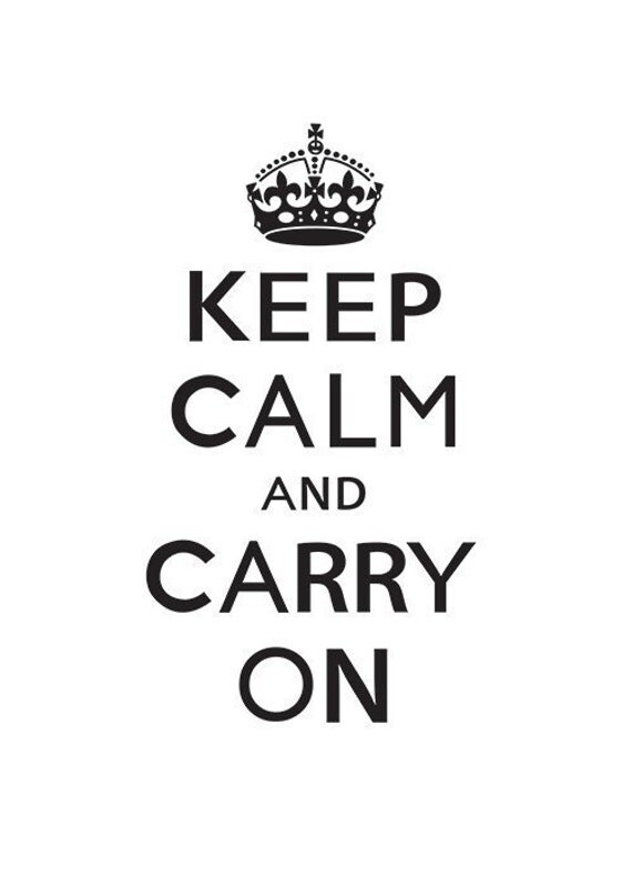 Keep Calm and Carry On white and black 13 x 19 Archival