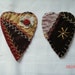 2 VINTAGE CRAZY QUILT magnets applique accessory hearts Ooak Set of two Reduced