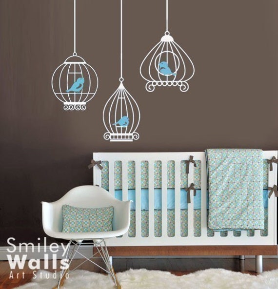 Birdcages Nursery Wall Decals Birds and Birdcages Wall Decal