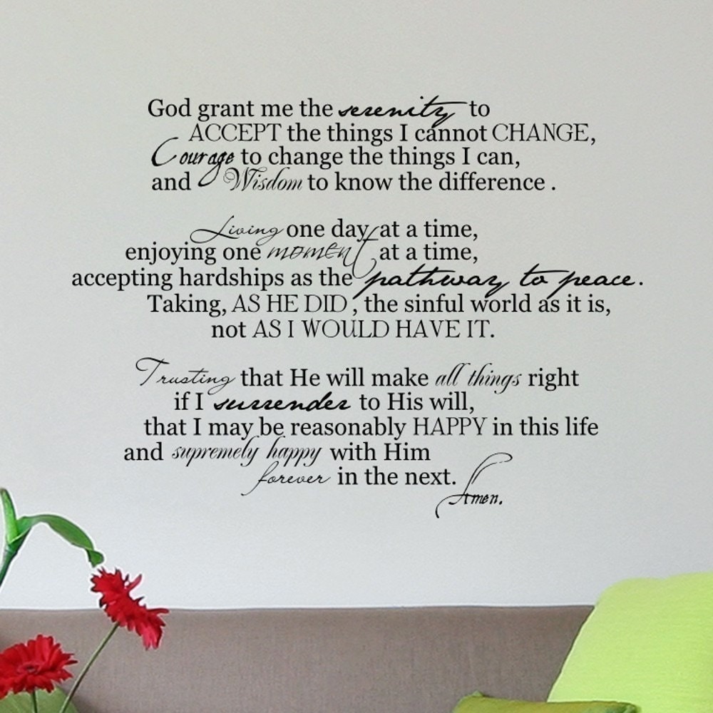 Serenity Prayer Wall Design Words Decal Applique Adhesive FREE