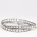 Clear Rhinestone Double Wrap Leather Bracelet Silver