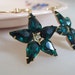 Christmas Star Earrings, Forest Green Star, Vintage Crystal Star, for her, Under 25