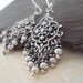Ornate Chandelier Earrings, Hematite and Pearl Chandelier Earrings, Moroccan Inspired
