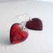 Red Heart Earrings, Paua Abalone Shell, Valentine Jewelry