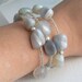 Gray Agate Stone Bracelet, Chunky Memory Wire Jewelry