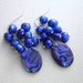 Purple Cluster Earrings, Cobalt Blue Pearl Jewelry, Abalone Shell Earrings