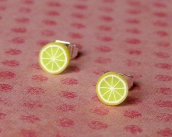 Miniature Fruit Slice Earrings - Yummy Yellow Limes