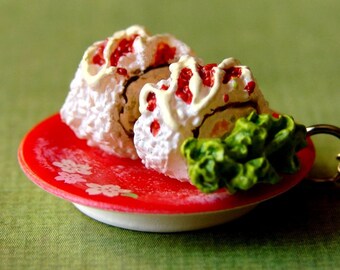 Miniature Faux Food Necklace - Avocado Rolls on Sushi Night