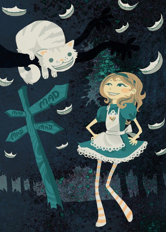 Items similar to Alice's Cheshire Cat Woods art print on Etsy