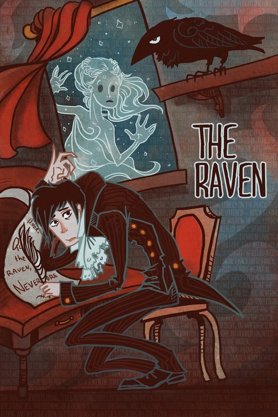 The Raven Edgar Allen Poe 12x18 in lit poster