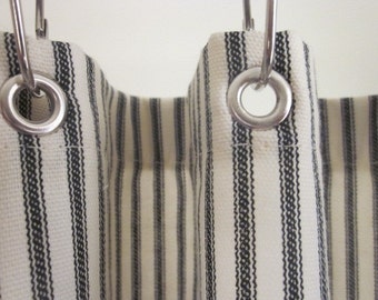 Ticking Stripe Shower Curtain Black, Brown, Grey, Navy Blue, Red 72x72 custom sizes available