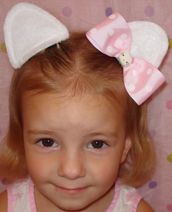 HELLO KITTY BOW EARS ON HAIR CLIPS