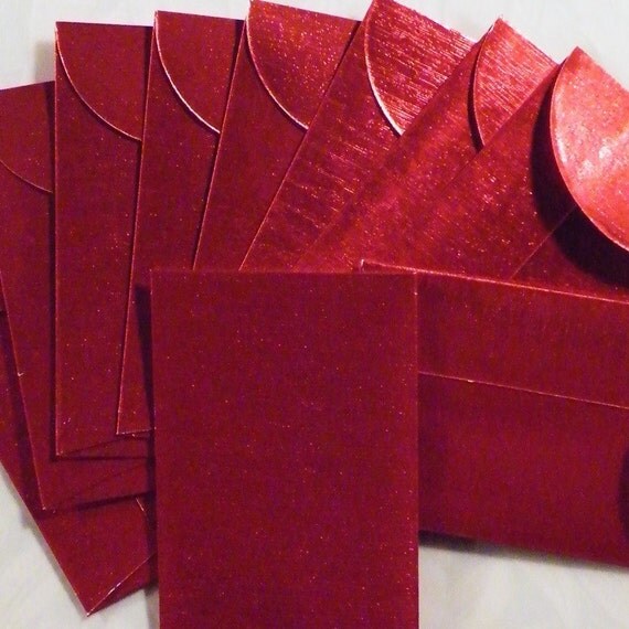 10 Red Metallic Envelopes Gift Card EnvelopesENV0002...