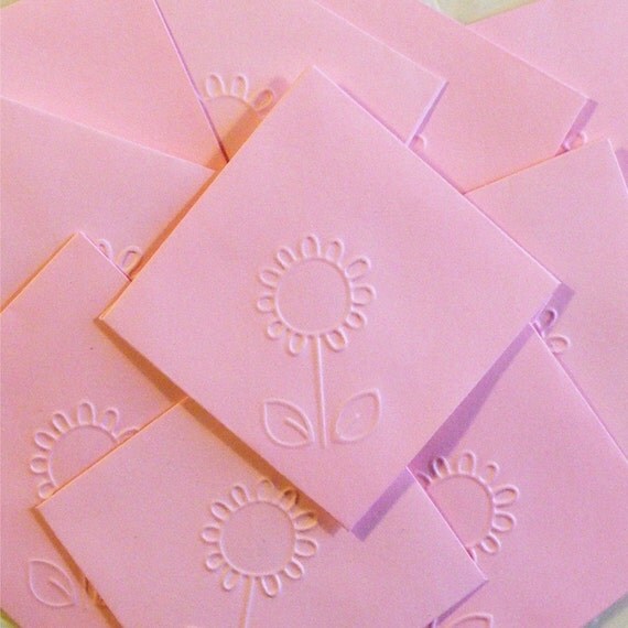 Items similar to 12 Flower Envelopes, Flower Embossed Envelopes, Square