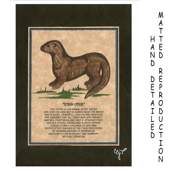 TOTEM OTTER Totem Animal Print On 5x7 Mat Board Free