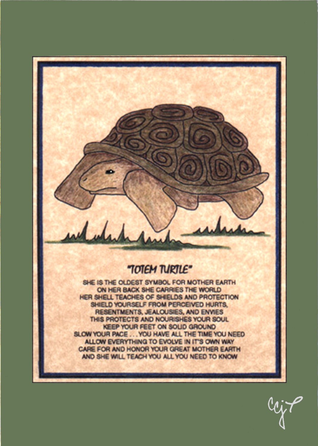 TOTEM TURTLE Totem Animal Print On 5x7 Mat Board Free