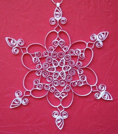 Quilled Snowflake Ornament: 'Christmas Lace' is a white Christmas ornament gift packaged paper ornament christmas decoration holiday decor