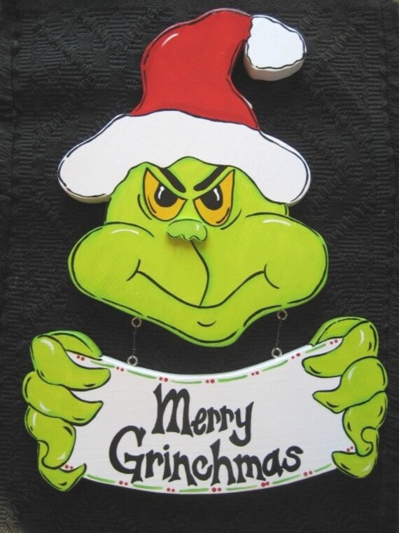 Personalized Grinch Wood Welcome Sign by SimplySugarDesigns