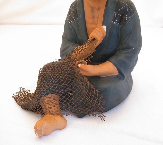 Vintage 1950's Hakata Urasaki Doll Fisherman with Net