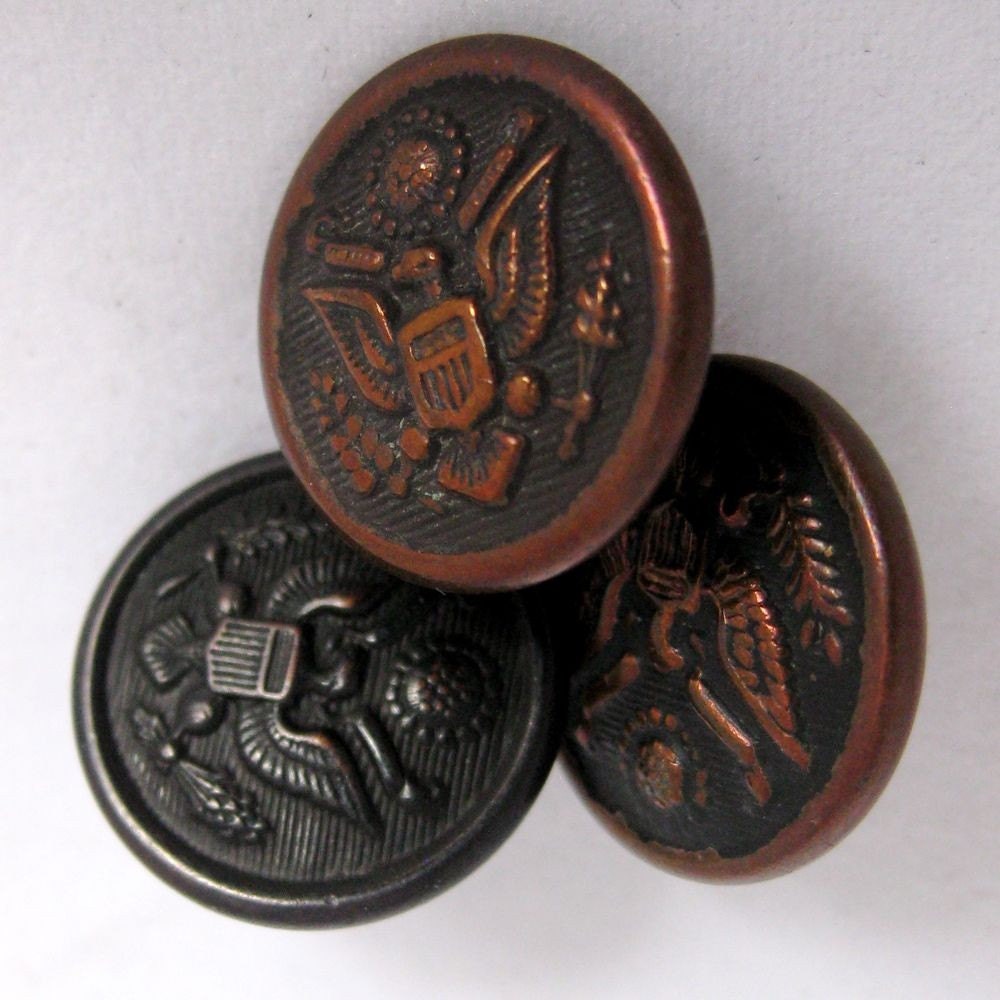 Three Small Antique WWI Military Buttons