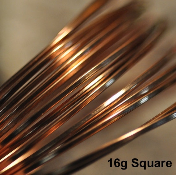 18g Bare Solid SQUARE Copper Wire Half Hard by StudioOnTheHill