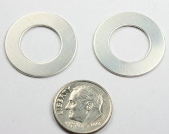 Five 7/8 inch Sterling Silver Washer Disc 22 gauge Blanks for Stamping